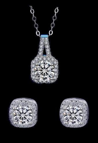 Bianca- White Shining Square Necklace And Earring – Khudai